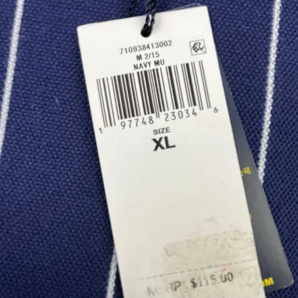 Polo Ralph Lauren Polo Shirt XL Tennis Racquet Navy Blue Stripe Classic Fit NEW